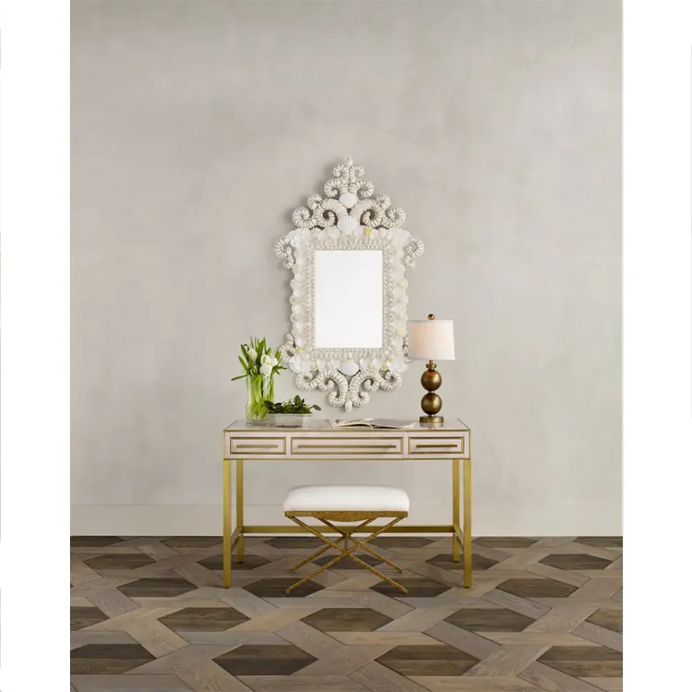 Del Mar Rectangular Wall Mirror - White, Seashell