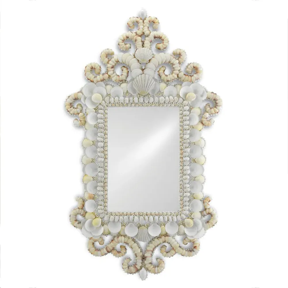 Del Mar Rectangular Wall Mirror - White, Seashell image