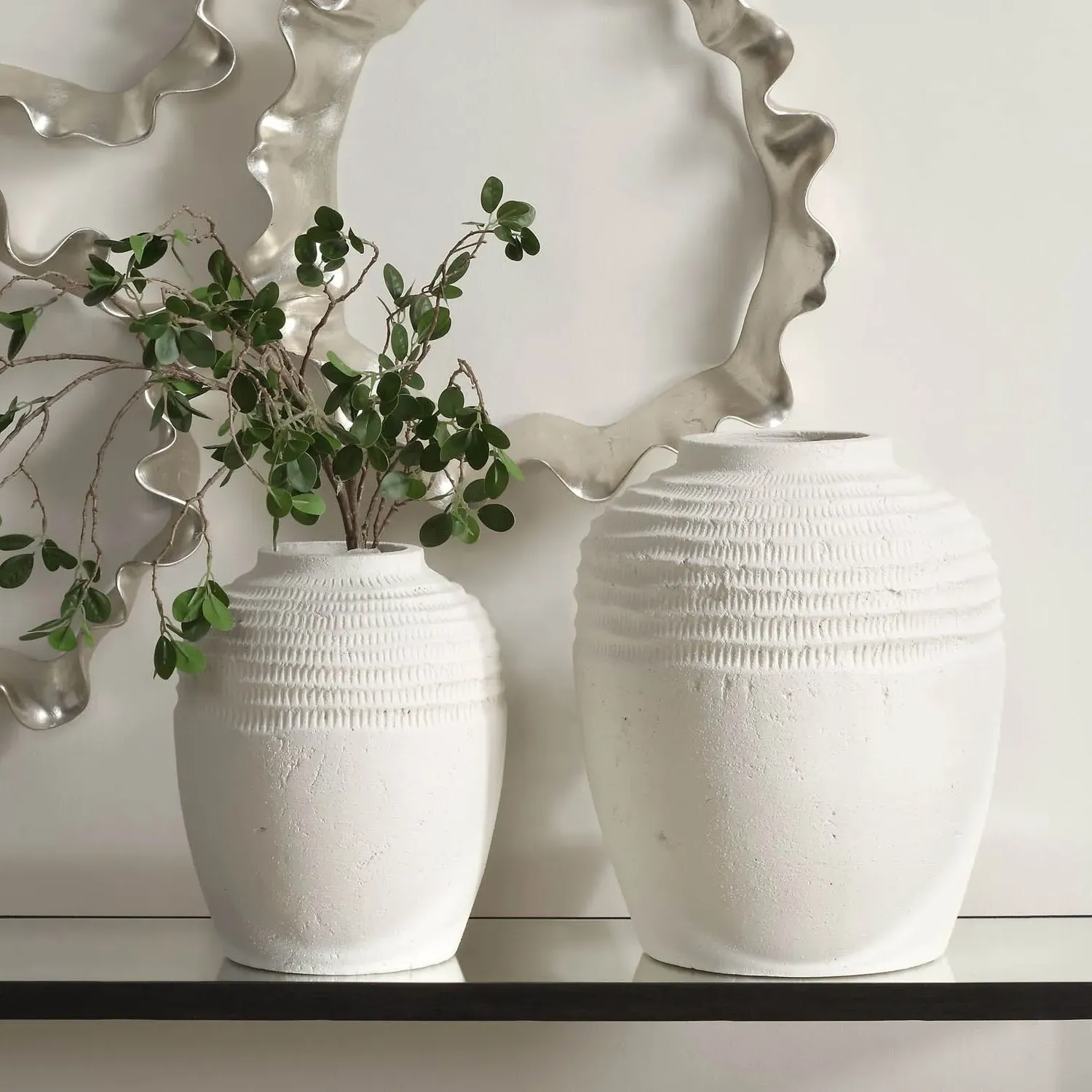 Delaney Decorative Vase Set - White, Ceramic