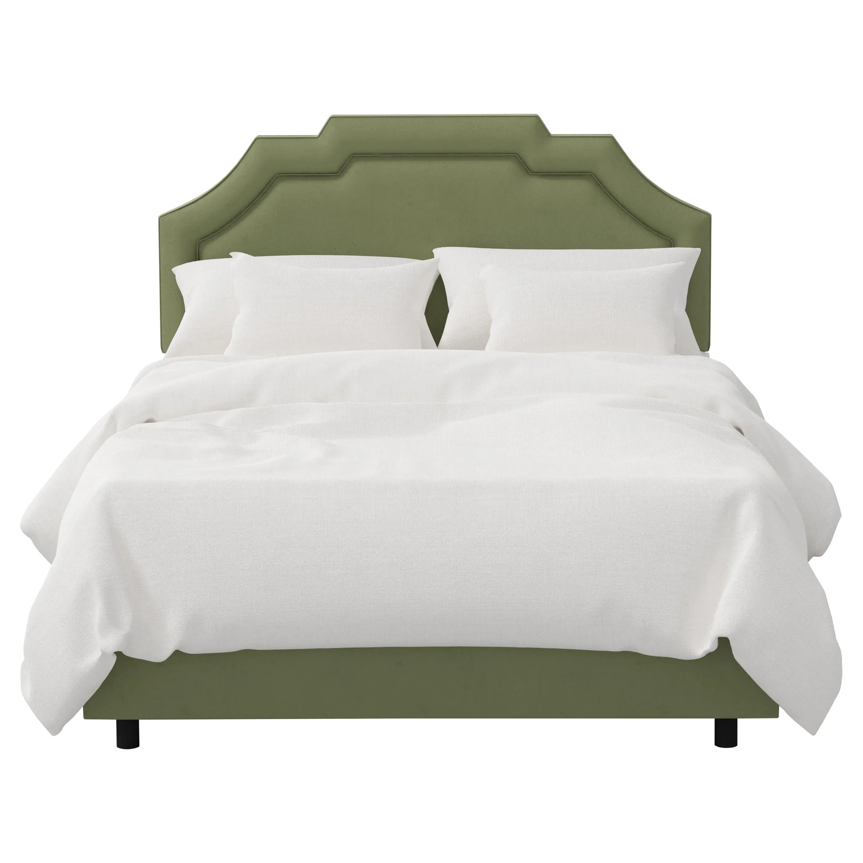 Delfina Queen Size Bed - Thyme, Performance Velvet