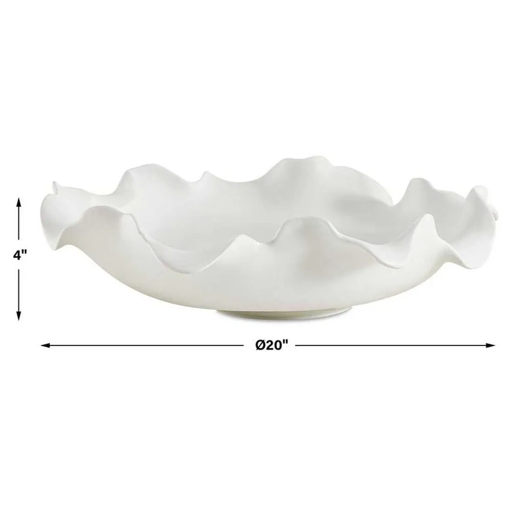 Della Ruffled Decorative Bowl - White, Earthenware
