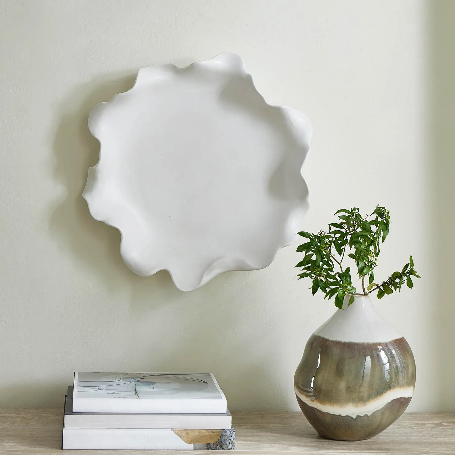 Della Ruffled Decorative Bowl - White, Earthenware