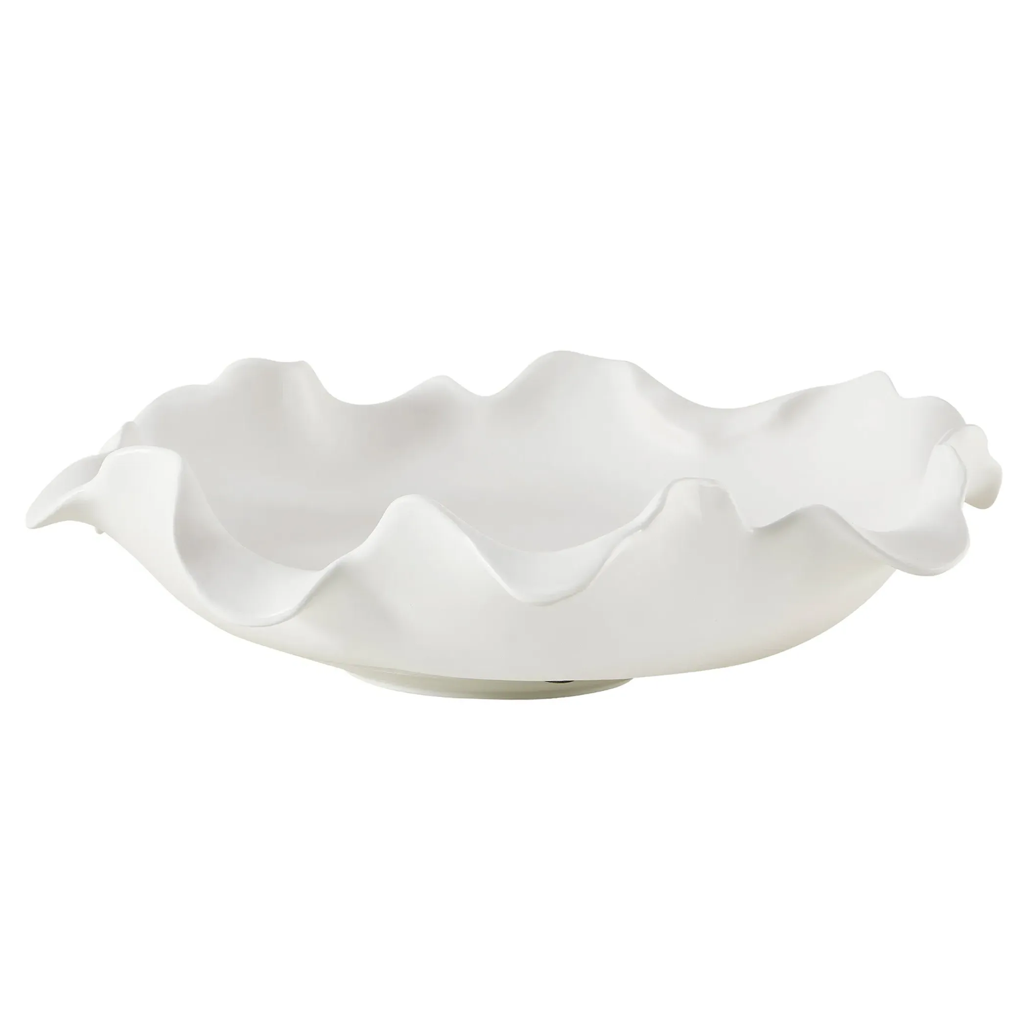 Della Ruffled Decorative Bowl - White, Earthenware
