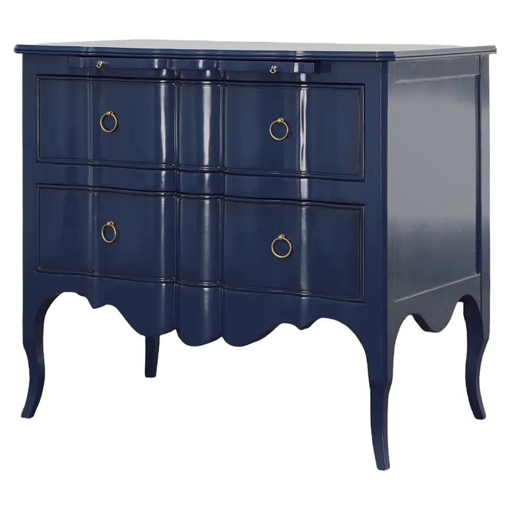 Delmar Bachelor Chest with Writing Tray - Blue, Mahogany
