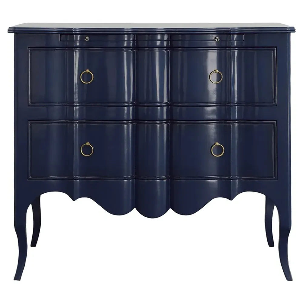Delmar Bachelor Chest with Writing Tray - Blue, Mahogany