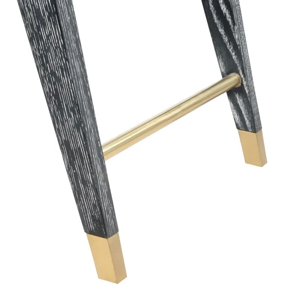 Delon Woven Cane Entryway Bench - Carbon Black, Oak