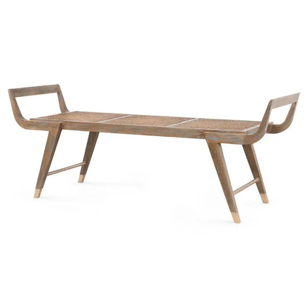 Delon Woven Cane Entryway Bench - Driftwood, Oak