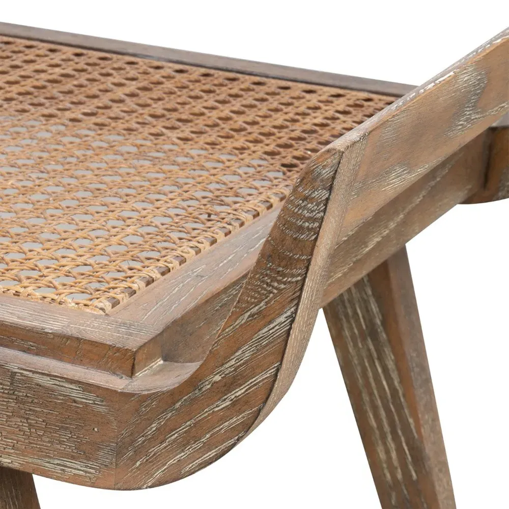 Delon Woven Cane Entryway Bench - Driftwood, Oak
