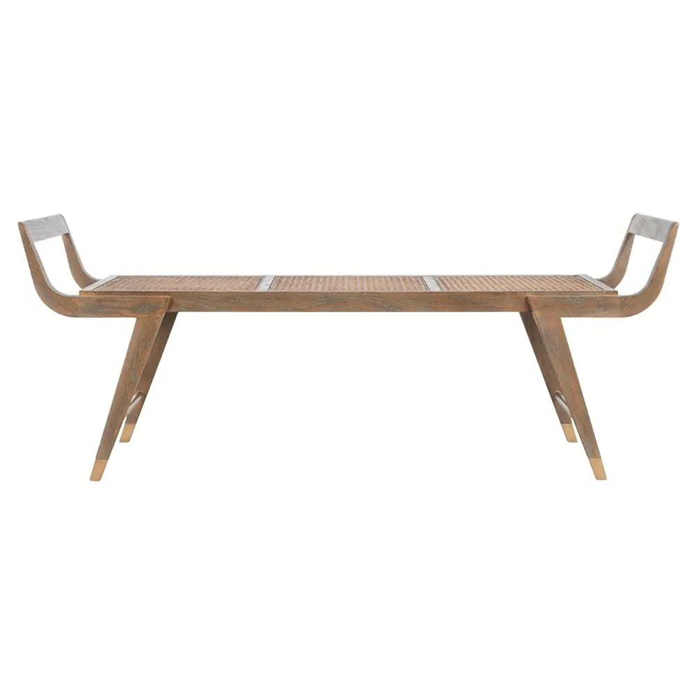Delon Woven Cane Entryway Bench - Driftwood, Oak