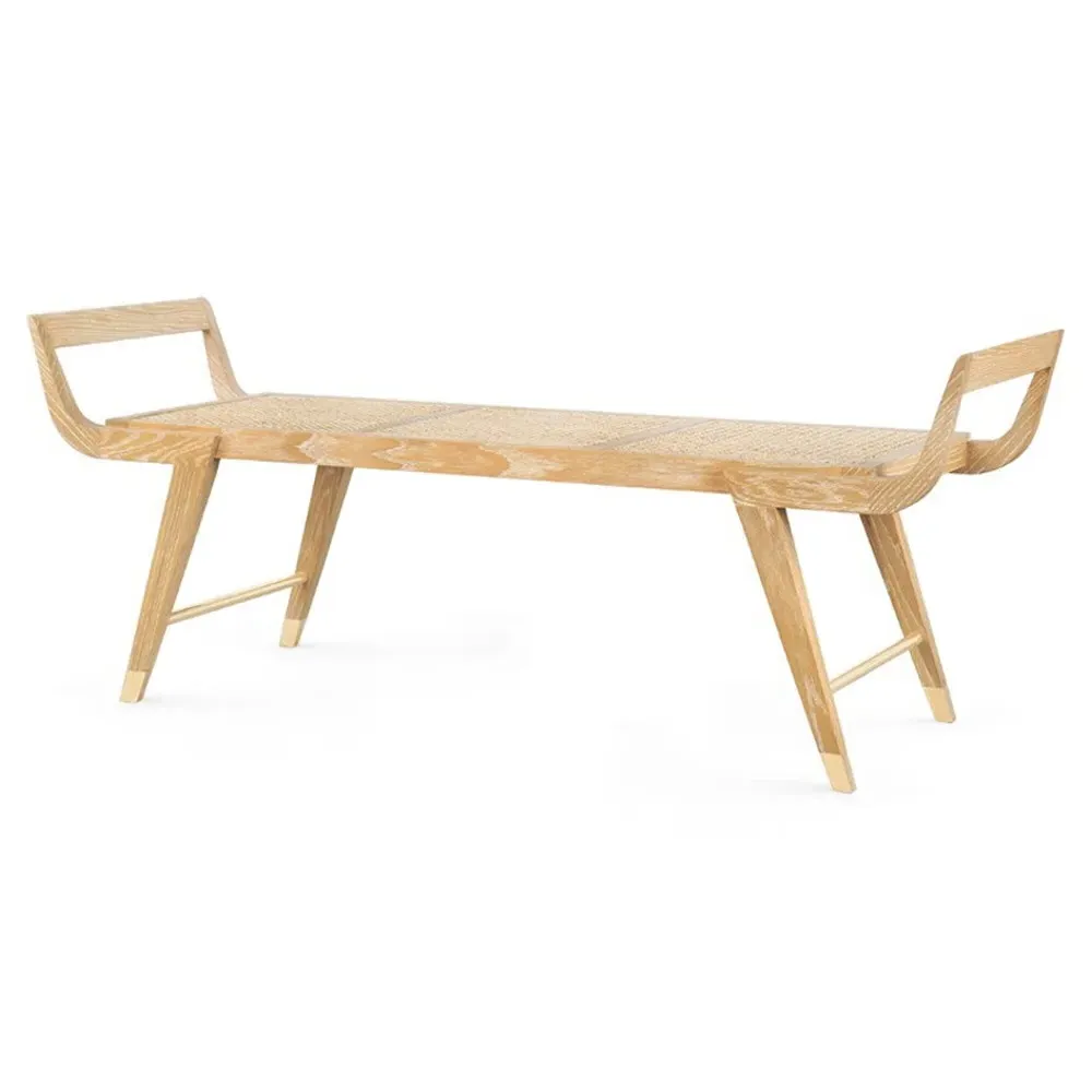 Delon Woven Cane Entryway Bench - Natural, Oak
