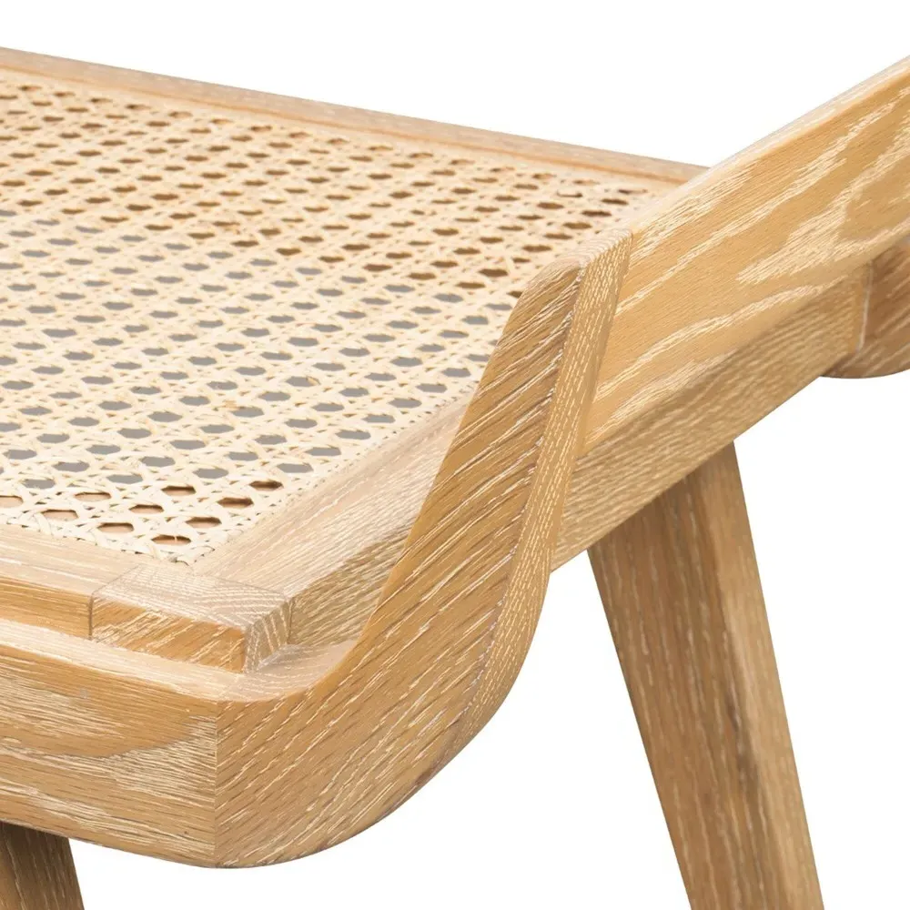 Delon Woven Cane Entryway Bench - Natural, Oak