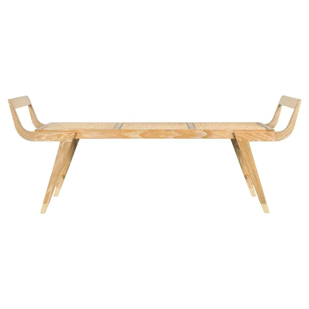 Delon Woven Cane Entryway Bench - Natural, Oak