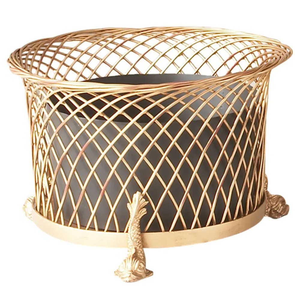 Delphina Round Dolphin Planter - Gold, Metal image