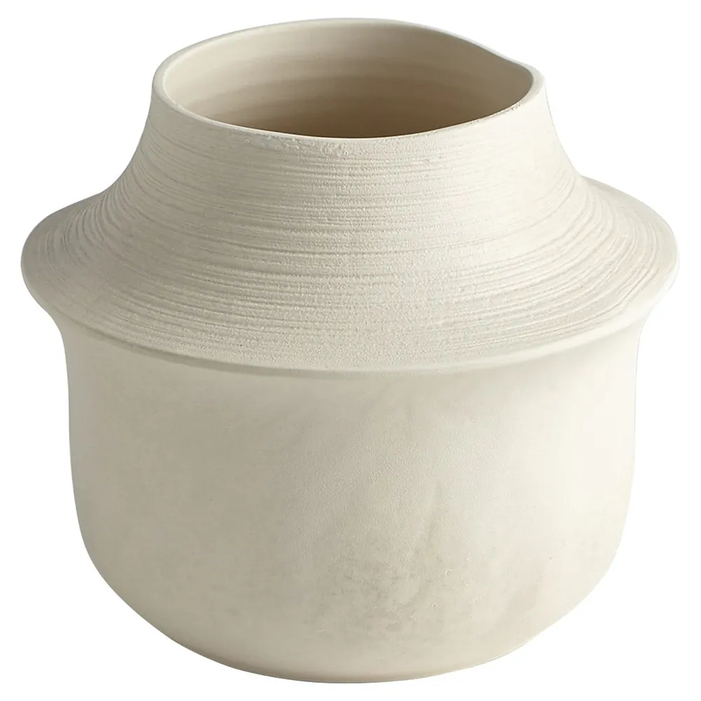 Delphine Low Table Vase - Cream, Ceramic