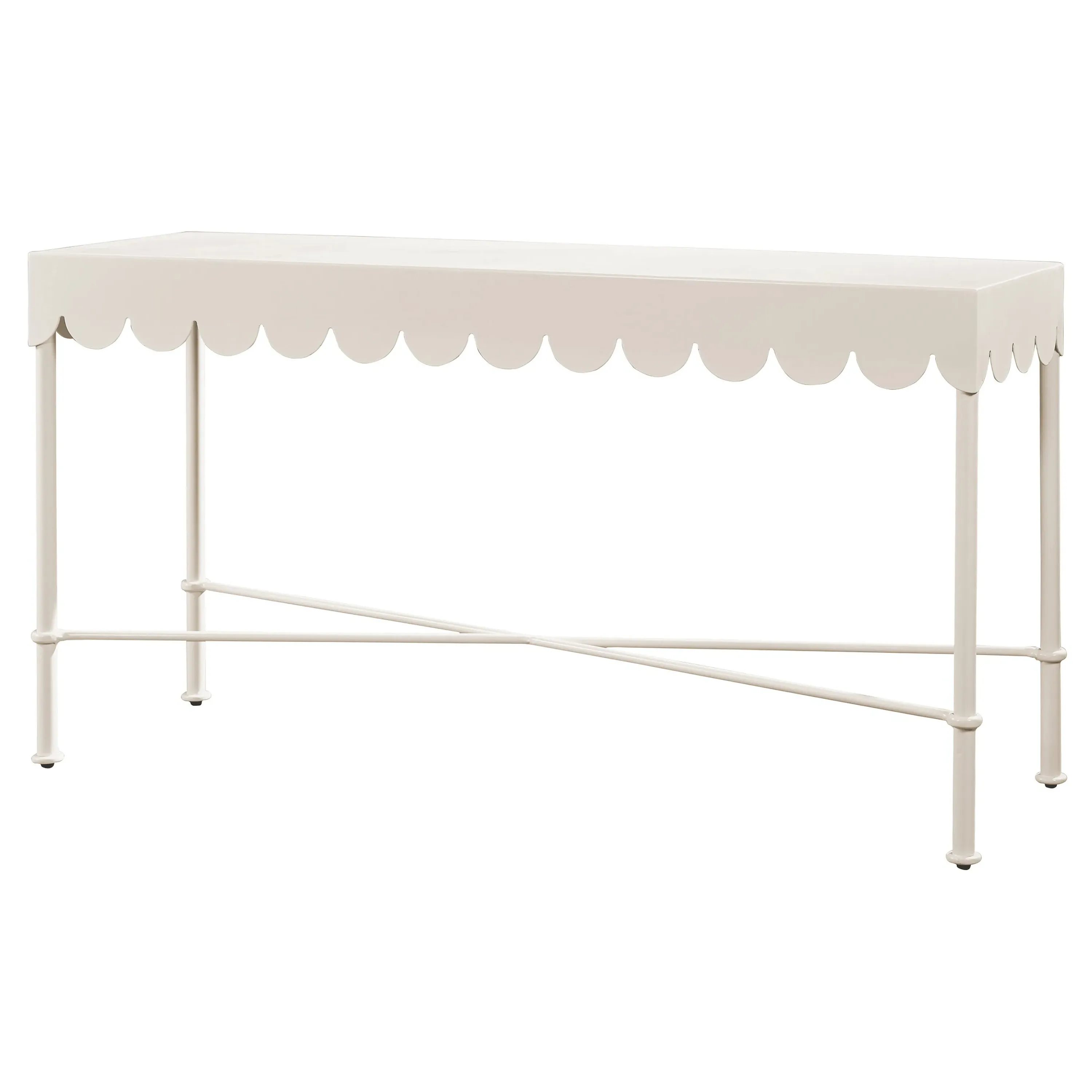 Delphine Rectangular Outdoor Console Table - White, Aluminum image