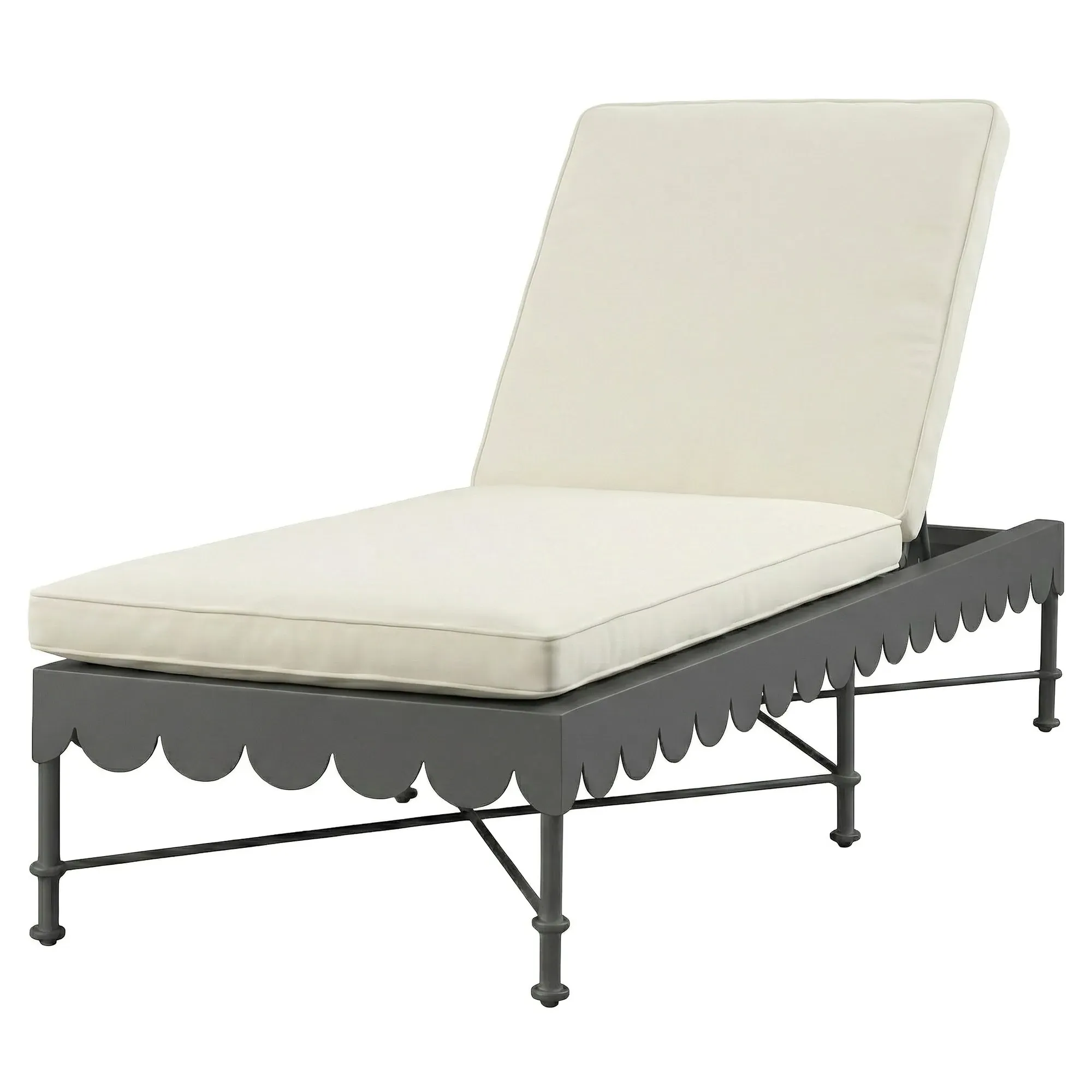 Delphine Scalloped Outdoor Chaise - Black, Aluminum image