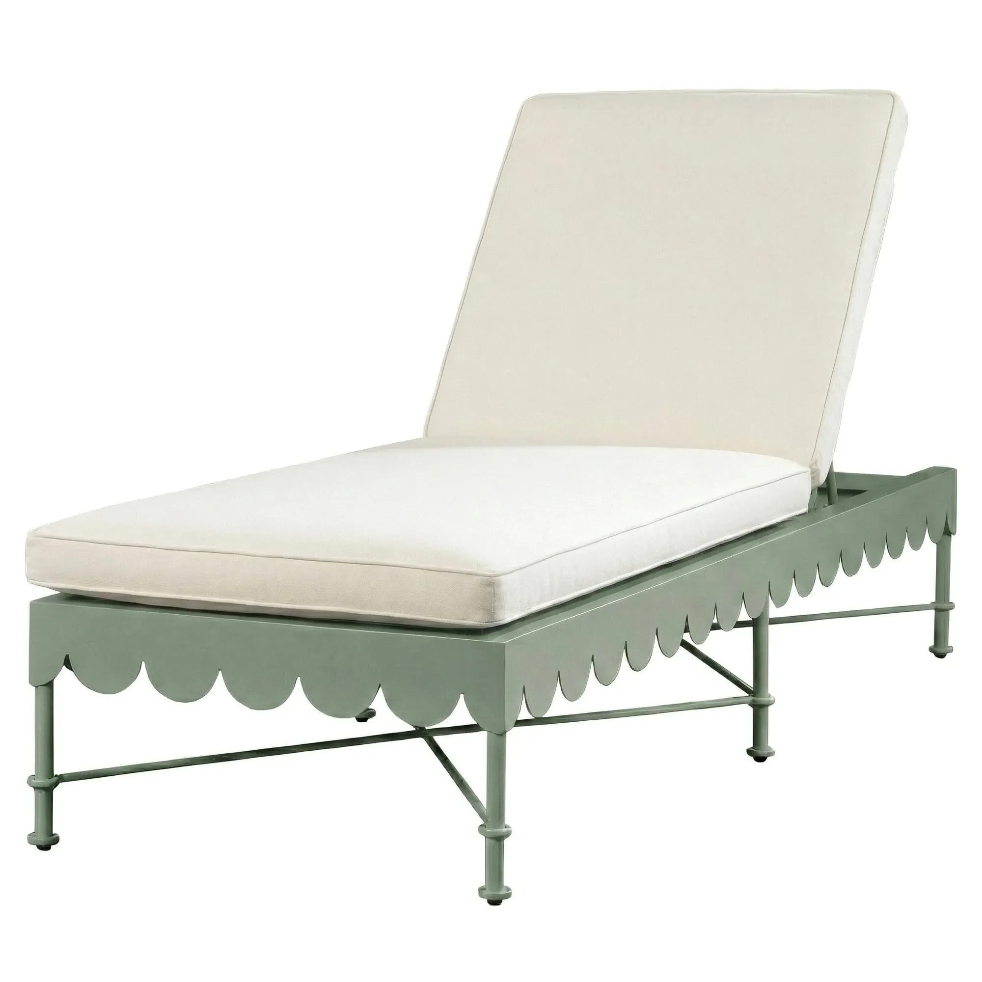 Delphine Scalloped Outdoor Chaise - Green, Aluminum