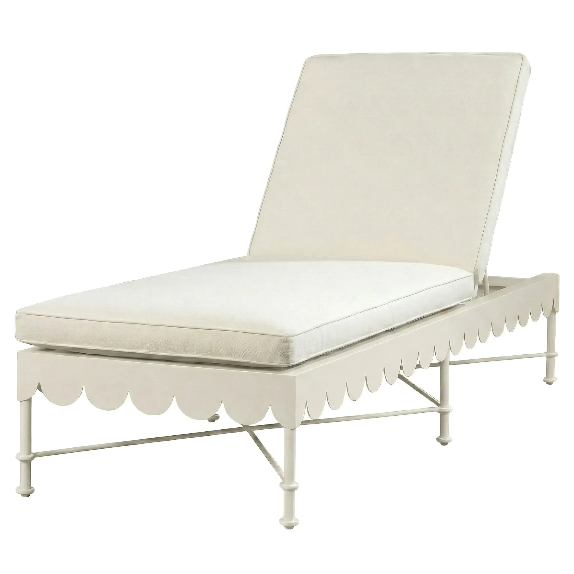 Delphine Scalloped Outdoor Chaise - White, Aluminum