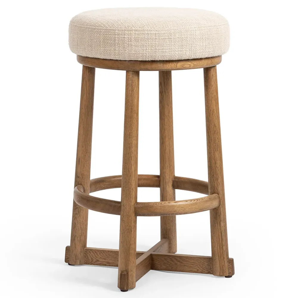 Delphine Swivel Counter Stool - Beige, Oak