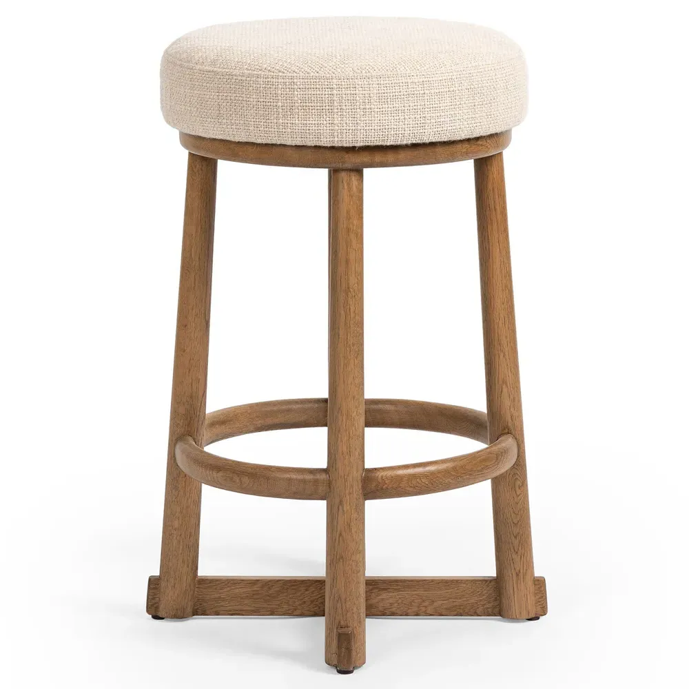 Delphine Swivel Counter Stool - Beige, Oak
