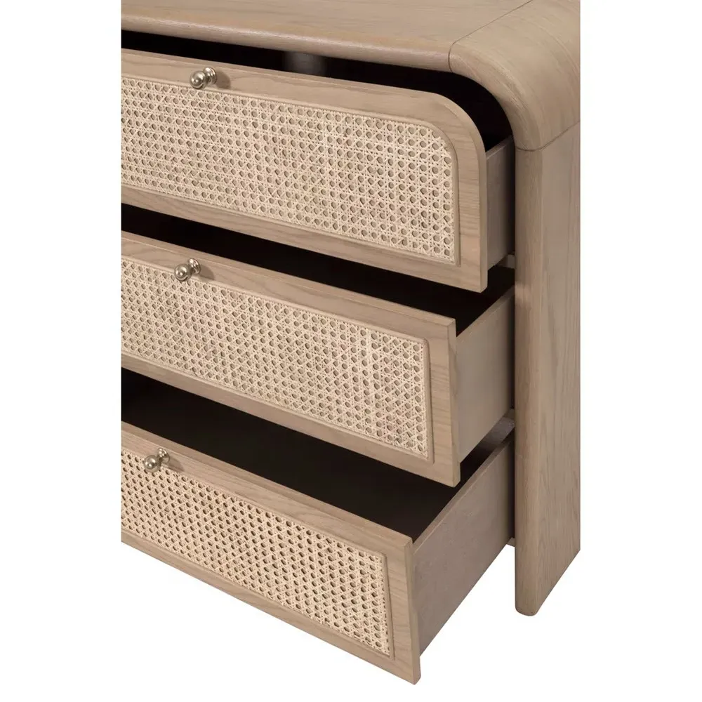 Delphira Woven Cane Double Dresser - Brown, Oak