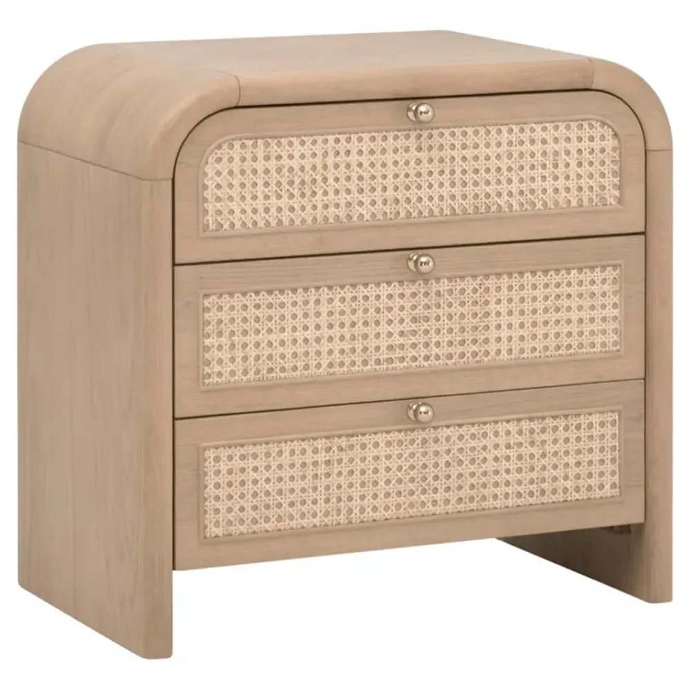 Delphira Woven Cane Nightstand - Brown, Oak