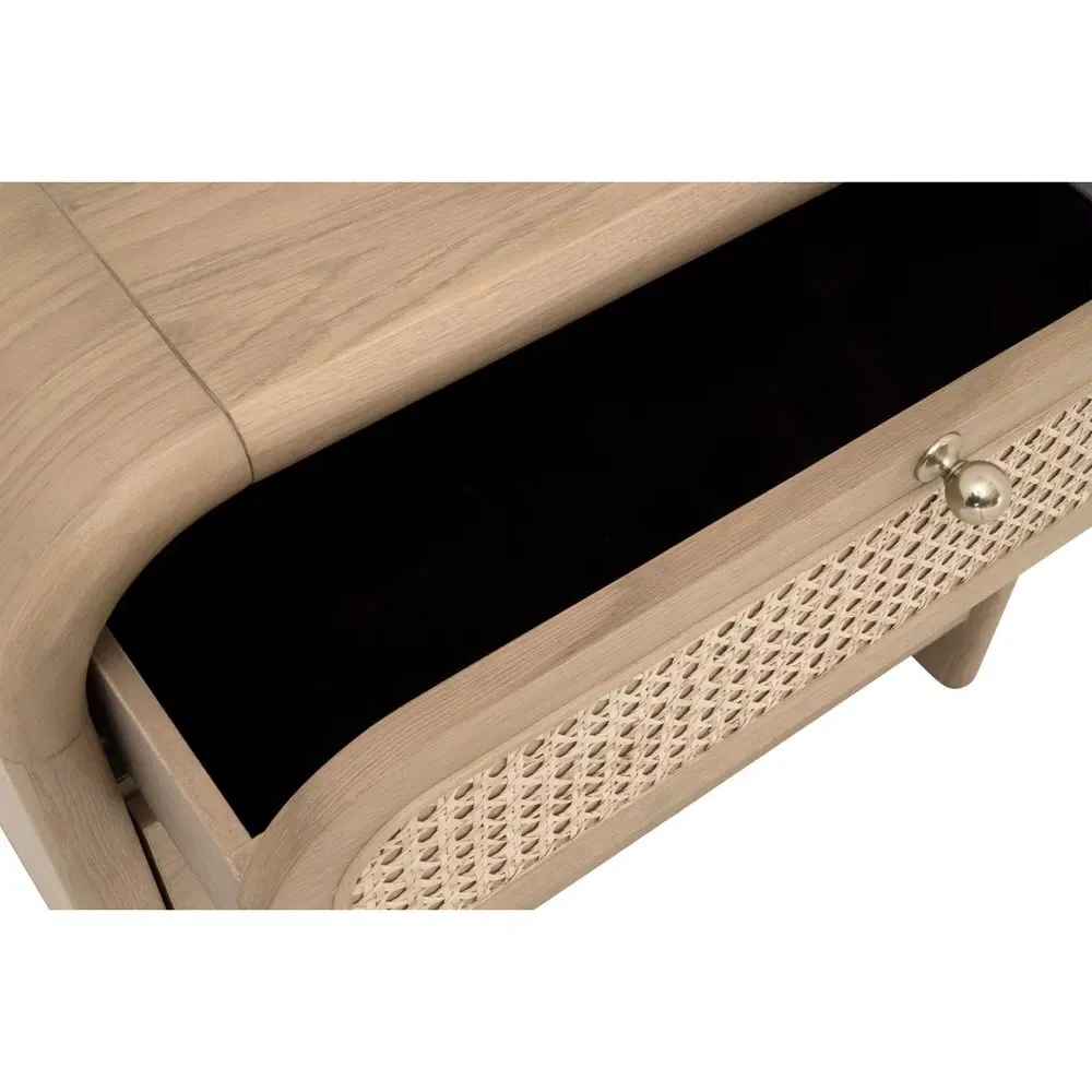 Delphira Woven Cane Nightstand - Brown, Oak