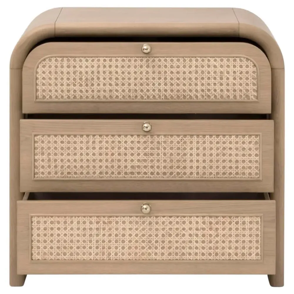 Delphira Woven Cane Nightstand - Brown, Oak