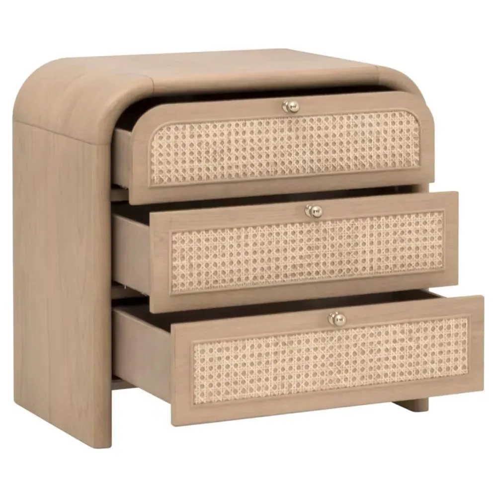 Delphira Woven Cane Nightstand - Brown, Oak