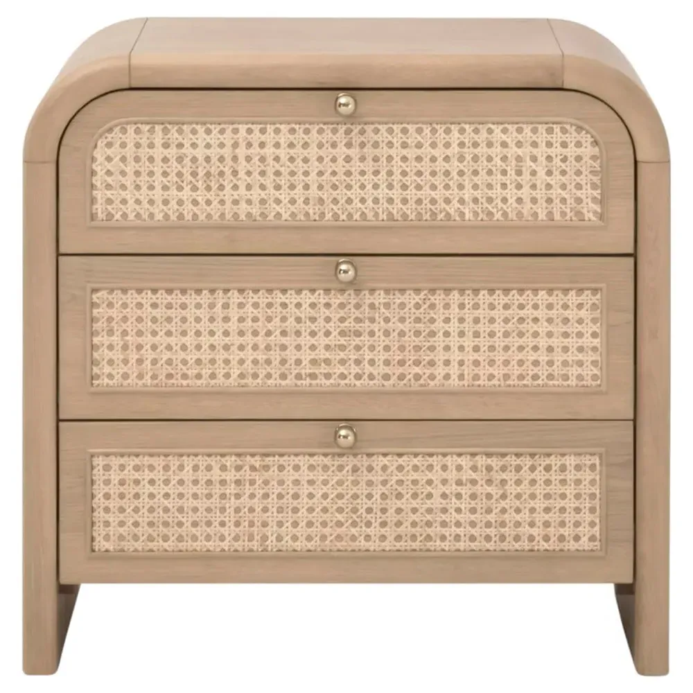 Delphira Woven Cane Nightstand - Brown, Oak image