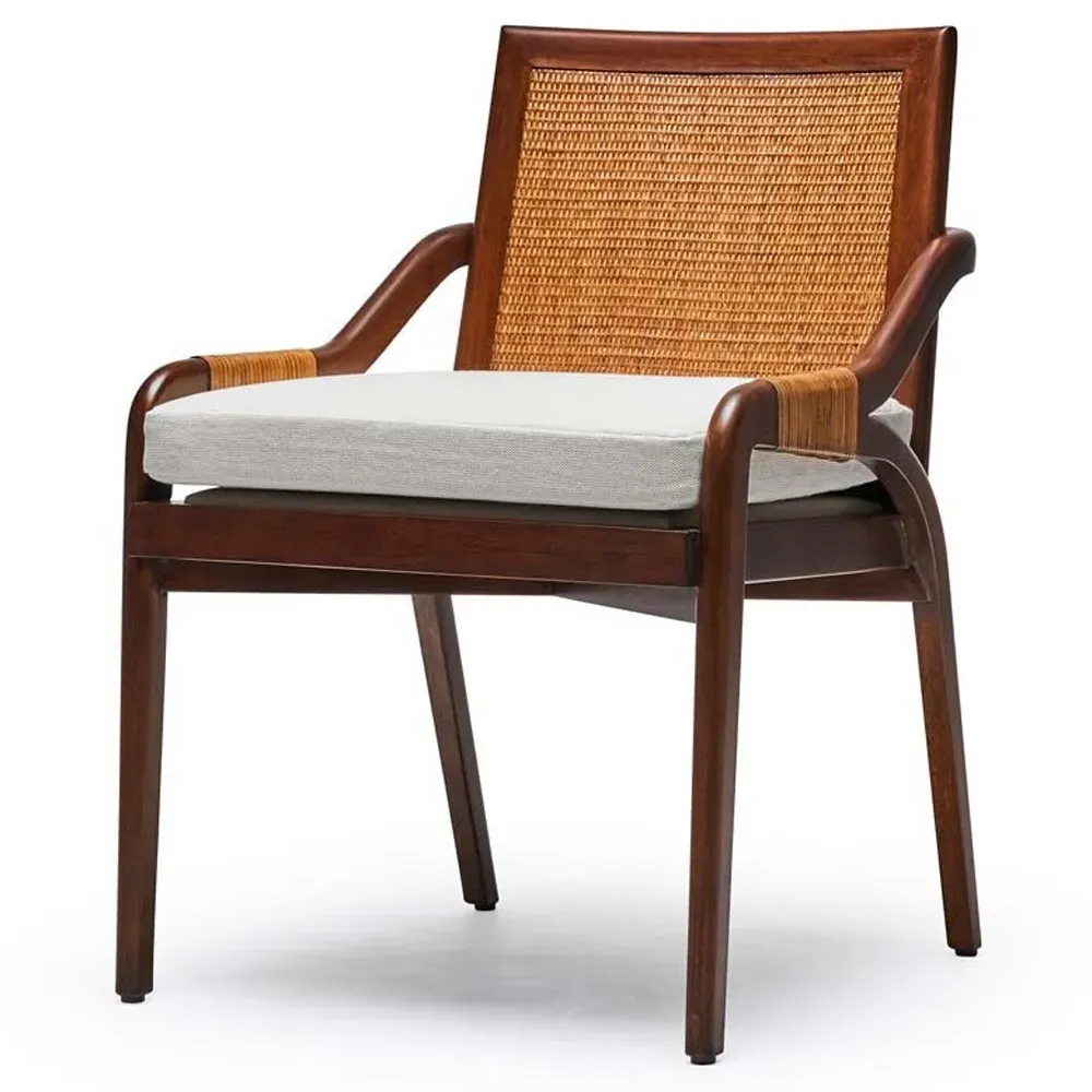 Delray Dining Side Chair - Off White, Mahogany