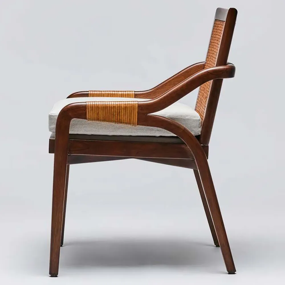 Delray Dining Side Chair - Off White, Mahogany