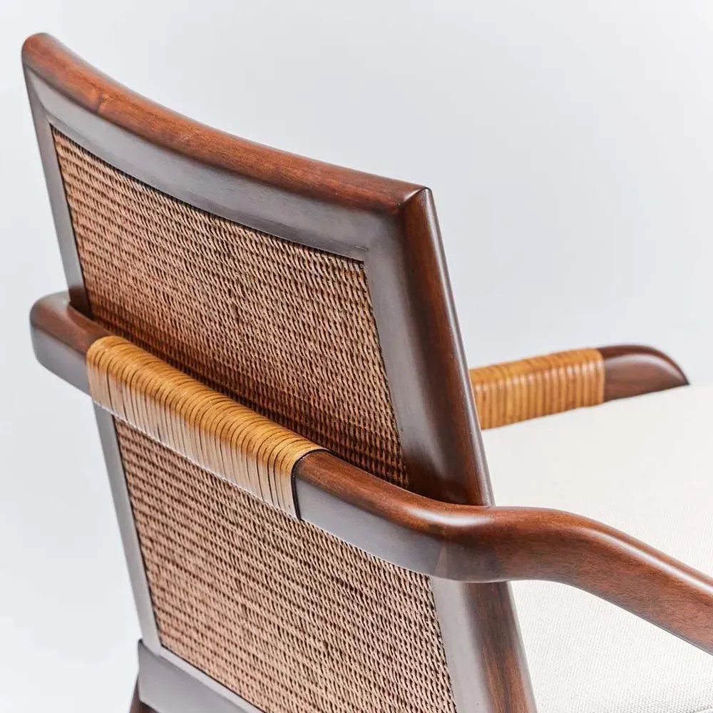 Delray Dining Side Chair - Off White, Mahogany