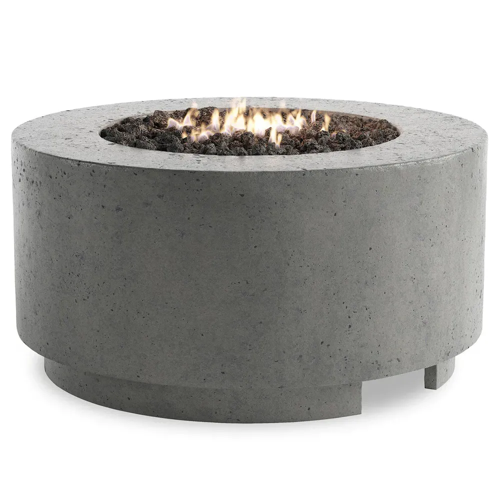 Delroi Round Fire Pit Table - Dark Grey, Concrete