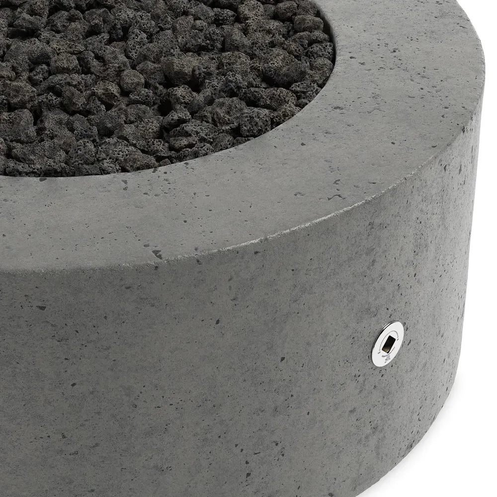 Delroi Round Fire Pit Table - Dark Grey, Concrete