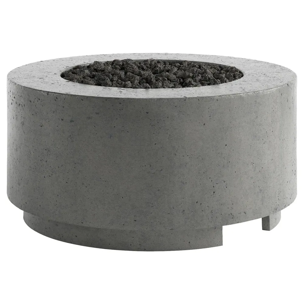 Delroi Round Fire Pit Table - Dark Grey, Concrete image