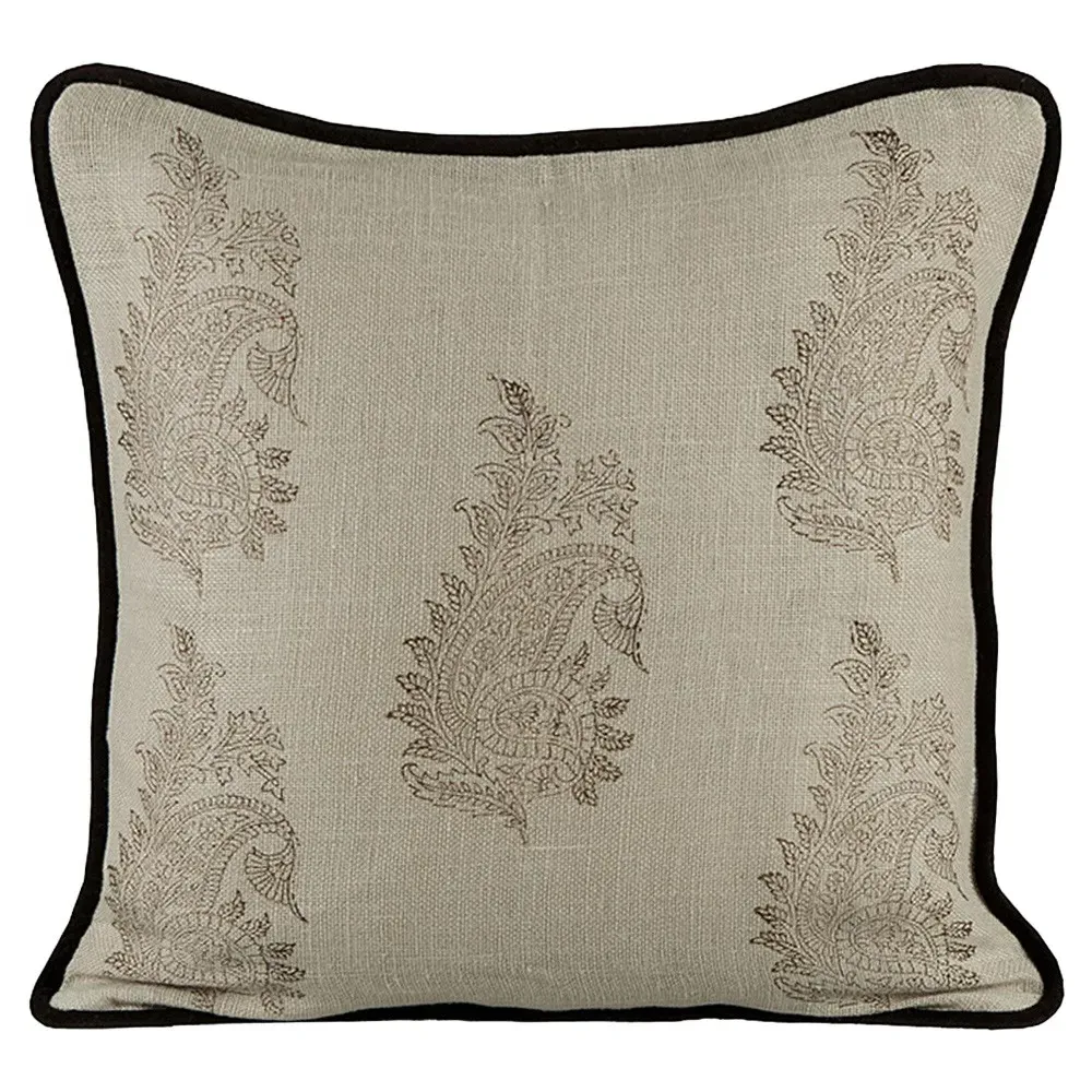 Delyse Square Throw Pillow - Brown, Burlap