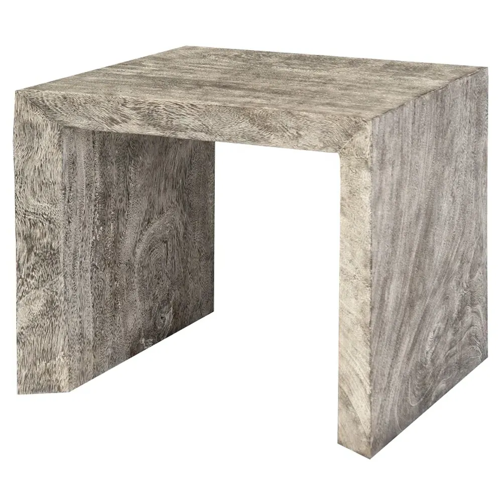 Delyth Rectangular Side Table - Grey, Chamcha Wood
