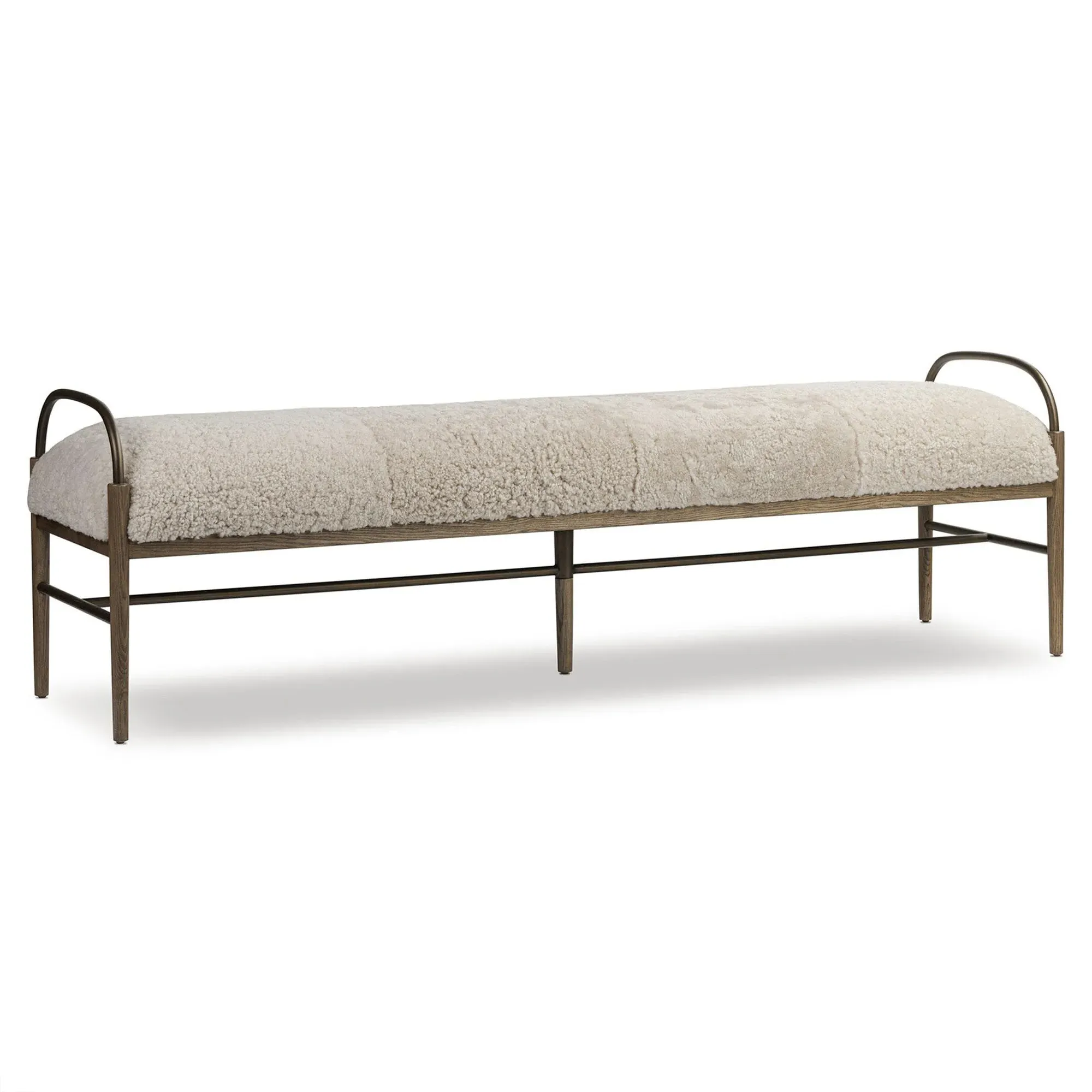 Demi Accent Bench - Beige, Shearling