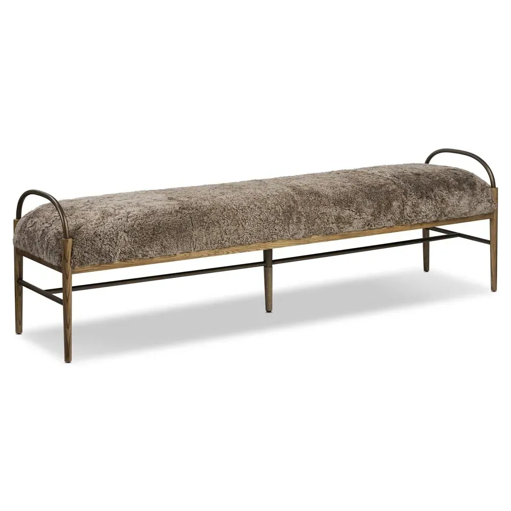 Demi Accent Bench - Taupe, Shearling