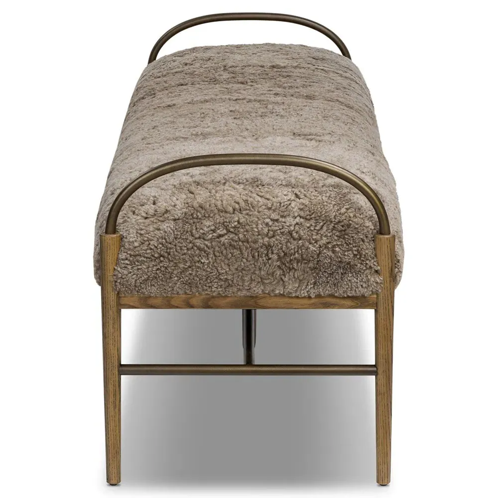 Demi Accent Bench - Taupe, Shearling