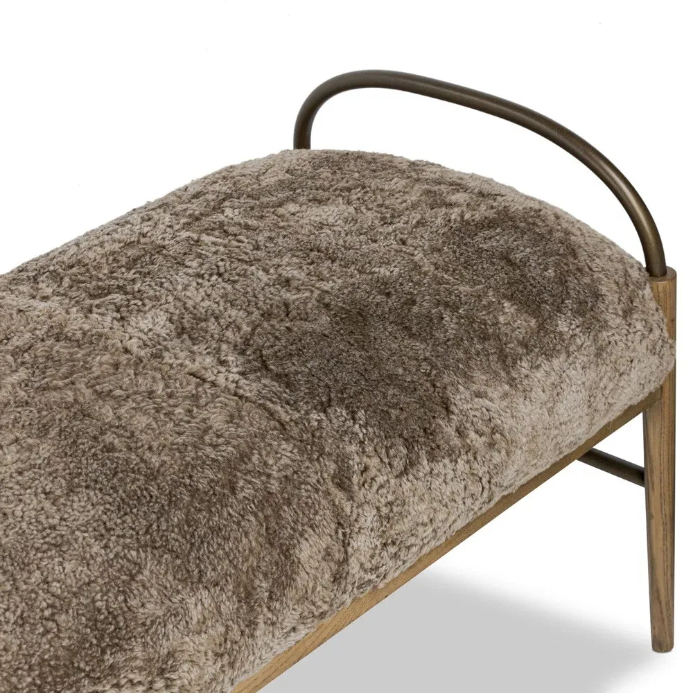Demi Accent Bench - Taupe, Shearling