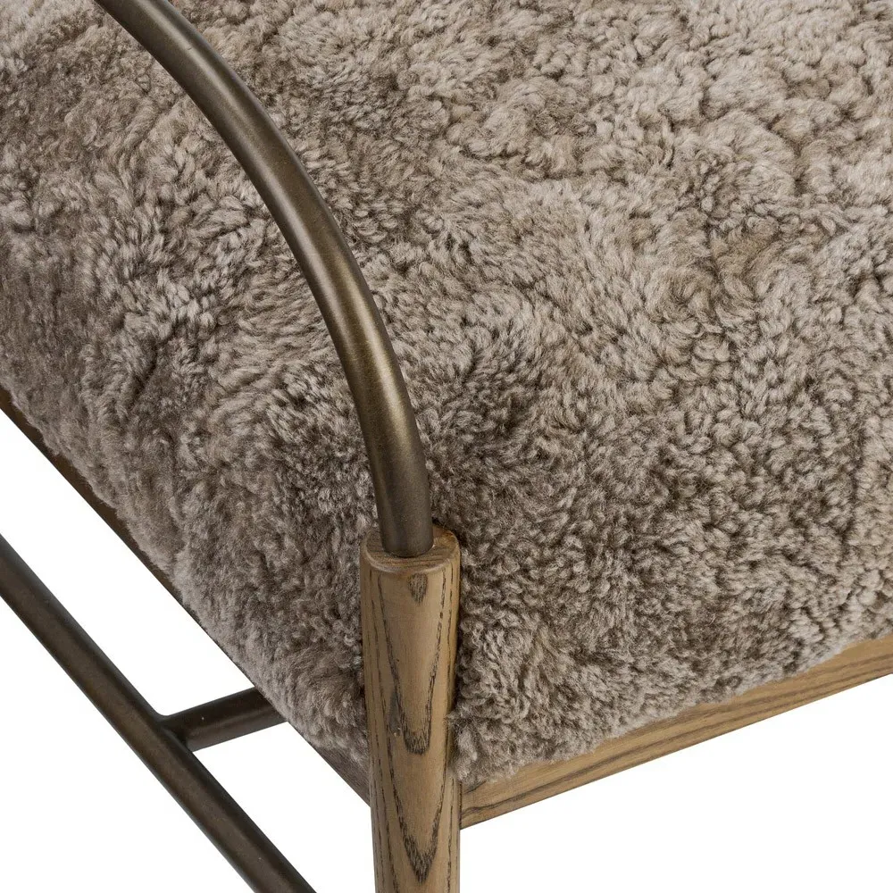 Demi Accent Bench - Taupe, Shearling
