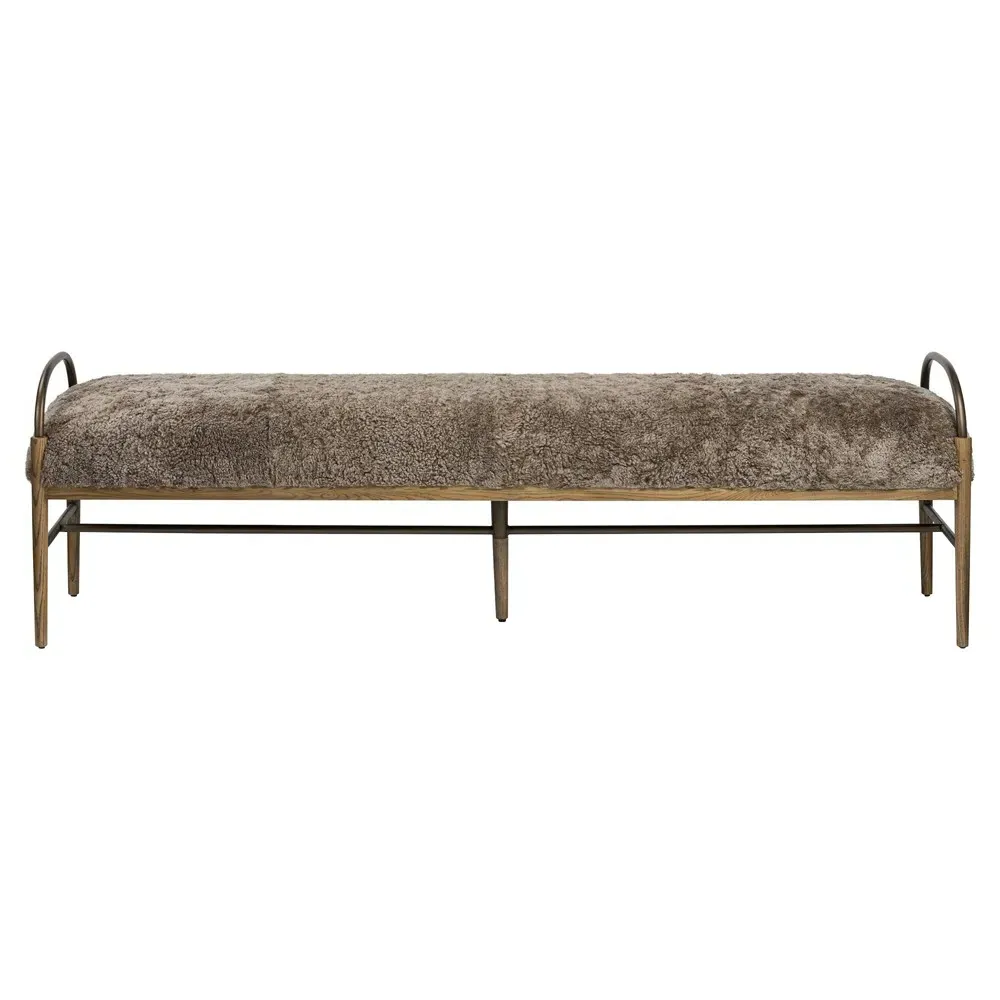 Demi Accent Bench - Taupe, Shearling