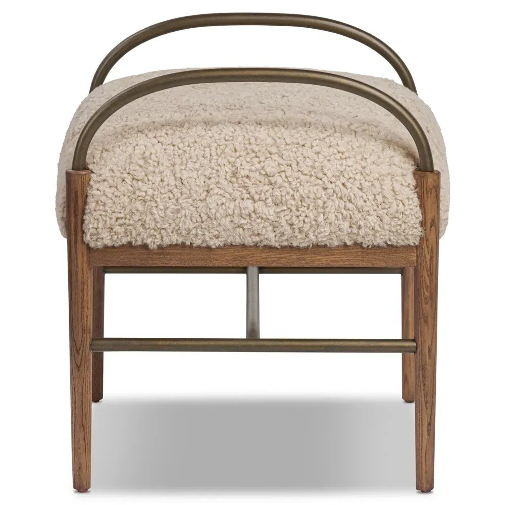 Demi Accent Stool - Beige, Shearling