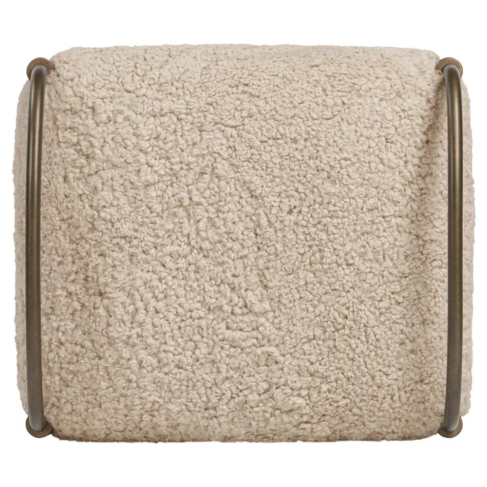 Demi Accent Stool - Beige, Shearling