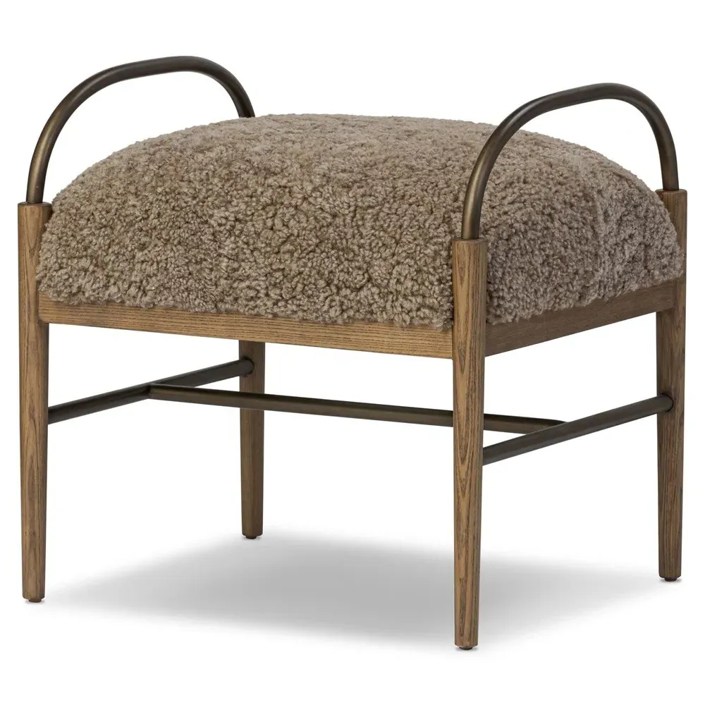 Demi Accent Stool - Taupe, Shearling