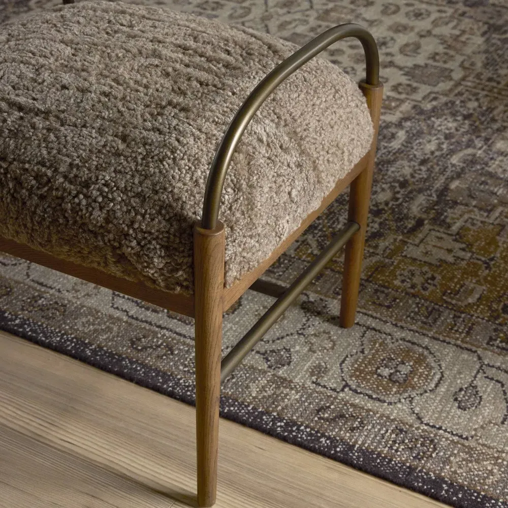 Demi Accent Stool - Taupe, Shearling