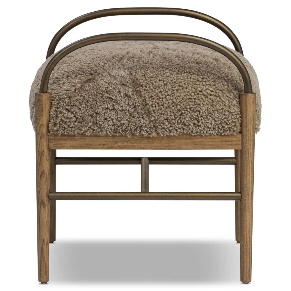 Demi Accent Stool - Taupe, Shearling