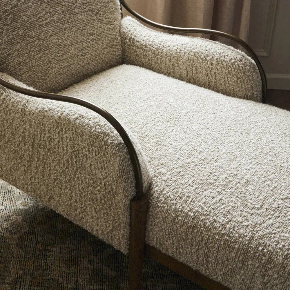 Demi Ivan Stone Boucle Chaise - Beige, Ash